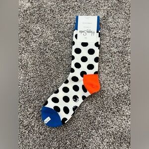 New Happy Socks Polka Dot Crew Socks White Black Colorblock